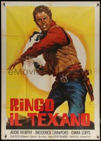 7j0501 TEXICAN Italian 1p R1971 different full-length art of cowboy Audie Murphy firing his gun!