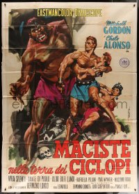 7j0806 ATLAS AGAINST THE CYCLOPS Italian 2p 1961 Gordon Mitchell as Maciste, DeSeta fantasy art!