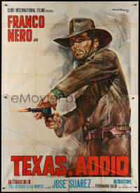 7j0808 AVENGER Italian 2p 1966 Texas addio, Gasparri spaghetti western art of Franco Nero with gun!