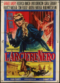 7j0812 BLACK ARCHER Italian 2p 1959 Pierotti's L'arciere nero, art of masked female hero, rare!