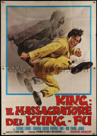 7j0822 CHALLENGE THE DRAGON Italian 2p 1979 cool Mos kung fu art of man kicking in mid air, rare!