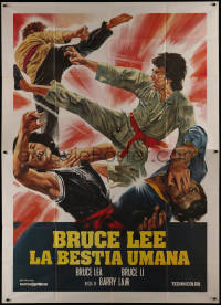 7j0832 DRAGON ON FIRE Italian 2p 1980 Piero Ermanno Iaia art of Bruce Lee-like hero fighting, rare!