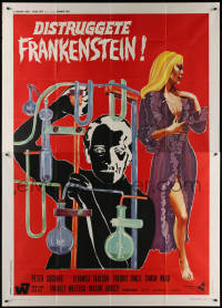 7j0845 FRANKENSTEIN MUST BE DESTROYED Italian 2p 1969 sexy completely different art by Gero!