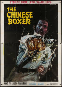 7j0851 HAMMER OF GOD Italian 2p 1973 Tarantelli art of The Chinese Boxer punching through poster!