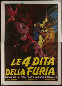 7j0852 HANDS OF DEATH Italian 2p 1973 Iaia kung fu art of guy punching his bleeding opponent!