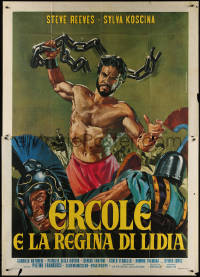 7j0857 HERCULES UNCHAINED Italian 2p R1960s Ercole e la regina di Lidia, Piovano art of Steve Reeves!