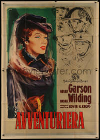 7j0870 LAW & THE LADY Italian 2p 1951 different Brini art of pretty Greer Garson & soldiers, rare!
