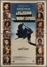 7j0883 MURDER ON THE ORIENT EXPRESS Italian 2p 1974 great different art of train & top cast!