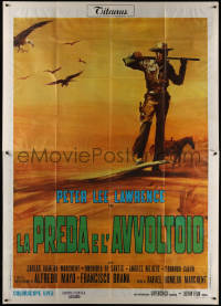 7j0898 PREY OF VULTURES Italian 2p 1972 cool spaghetti western art of cowboy with rifle in desert!