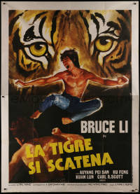 7j0914 SOUL BROTHERS OF KUNG FU Italian 2p 1979 cool Luca Crovato art of Bruce Li & tiger, rare!