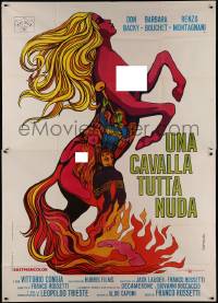 7j0917 UNA CAVALLA TUTTA NUDA Italian 2p 1972 wild Papuzza art of horse with woman's head & chest!