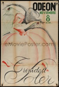 7j0046 TRINIDAD SOLER 29x44 Argentinean stage poster 1938 great Labora art of female dancer!
