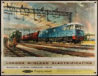 7j0051 LONDON MIDLAND ELECTRIFICATION 39x50 English travel poster 1962 Greene art of trains!