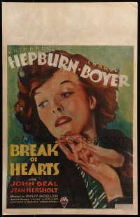 7j0992 BREAK OF HEARTS WC 1935 wonderful close up artwork of star Katharine Hepburn!
