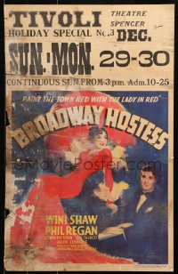 7j0993 BROADWAY HOSTESS WC 1935 great art of sexy singer Winnie Shaw & Phil Regan, very rare!