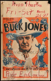 7j0995 BUCK JONES WC 1930s The Mighty Ace of Action Stars, great montage of the cowboy star!