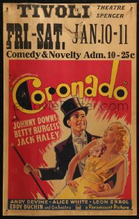 7j1005 CORONADO WC 1935 great artwork of Johnny Downs in tux with cane & sexy Betty Burgess!