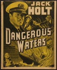 7j1011 DANGEROUS WATERS WC 1935 Jack Holt, Robert Armstrong, Grace Bradley, cool montage, rare!