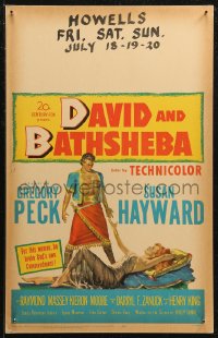 7j1014 DAVID & BATHSHEBA WC 1951 Biblical Gregory Peck broke God's commandment for sexy Susan Hayward