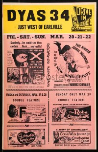 7j1023 DYAS 34 local theater WC 1964 X The Man with X-Ray Eyes, New Kind of Love, The Robe & more!
