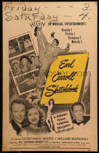 7j1024 EARL CARROLL SKETCHBOOK WC 1946 Constance Moore, Marshall, high in musical entertainment!