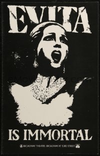 7j1028 EVITA stage play WC 1982 show with music by Andrew Lloyd Webber, Pels art of Loni Ackerman!