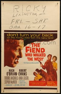 7j1029 FIEND WHO WALKED THE WEST WC 1958 don't turn your back on the killer with the baby face!