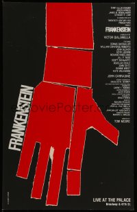 7j1035 FRANKENSTEIN stage play WC 1980 cool geometric hand artwork by Gilbert Lesser!