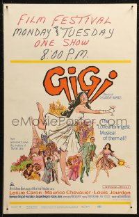 7j1037 GIGI WC R1966 art of pretty Leslie Caron, Best Director & Best Picture winner!