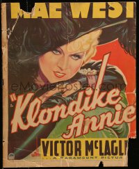 7j1059 KLONDIKE ANNIE WC 1936 great close up art of sexy Mae West in elaborate outfit!