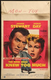 7j1076 MAN WHO KNEW TOO MUCH WC 1956 James Stewart & Doris Day, directed by Alfred Hitchcock!