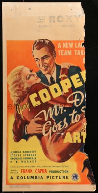 7j1084 MR. DEEDS GOES TO TOWN WC 1936 best art of Gary Cooper carrying sexy Jean Arthur, Frank Capra