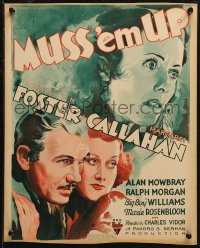 7j1085 MUSS 'EM UP WC 1936 great pulp-like art of Preston Foster & Margaret Callahan, very rare!