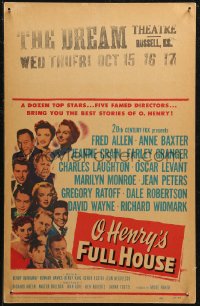 7j1089 O HENRY'S FULL HOUSE WC 1952 Fred Allen, Anne Baxter, Jeanne Crain & young Marilyn Monroe!
