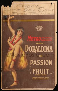 7j1095 PASSION FRUIT WC 1921 full-length stone litho Doraldina dancing in grass skirt, rare!