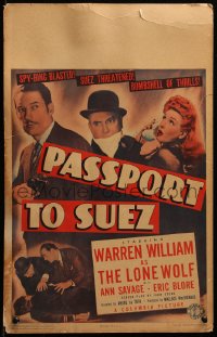 7j1096 PASSPORT TO SUEZ WC 1943 Warren William as The Lone Wolf blasts a spy ring, Ann Savage!