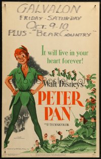 7j1098 PETER PAN WC 1953 Walt Disney animated cartoon fantasy classic, great full-length art!
