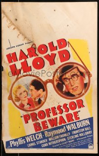 7j1102 PROFESSOR BEWARE WC 1938 Harold Lloyd goes from LA to NY, great art of his trademark glasses!