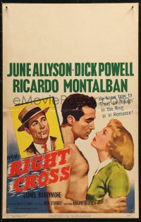 7j1112 RIGHT CROSS WC 1950 Ricardo Montalban knew how to treat June Allyson rough, Dick Powell