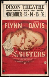 7j1121 SISTERS WC 1938 Errol Flynn & Bette Davis have true love, but have many problems too, rare!