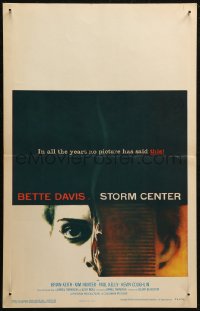 7j1124 STORM CENTER WC 1956 incredible different close up art of Bette Davis by Saul Bass!