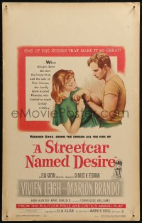 7j1128 STREETCAR NAMED DESIRE WC 1951 art of Marlon Brando & Vivien Leigh, Elia Kazan classic!