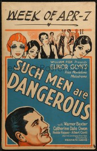 7j1129 SUCH MEN ARE DANGEROUS WC 1930 art of Warner Baxter & sexy ladies, Kenneth Hawks, ultra rare!