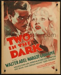 7j1142 TWO IN THE DARK WC 1935 great art of amnesiac Walter Abel & Margot Grahame, very rare!