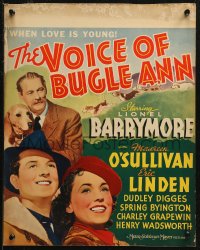 7j1145 VOICE OF BUGLE ANN WC 1936 Maureen O'Sullivan, Linden, Lionel Barrymore w/hunting dog, rare!