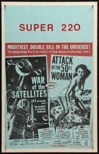 7j1147 WAR OF THE SATELLITES/ATTACK OF THE 50 FT WOMAN WC 1958 sci-fi double bill, ultra rare!