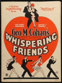 7j1152 WHISPERING FRIENDS stage play WC 1928 George M. Cohan, great art by Hap Hadley, ultra rare!