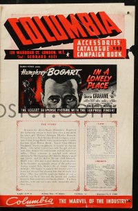 7j0970 IN A LONELY PLACE English pressbook 1950 Humphrey Bogart, Gloria Grahame, Nicholas Ray, rare!