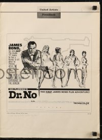 7j0933 DR. NO pressbook 1962 Sean Connery as 1st James Bond, great Al Hirschfeld newspaper ad!
