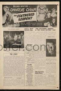 7j0935 FEATHERED SERPENT pressbook 1948 Roland Winters as Charlie Chan, Mantan Moreland, Keye Luke!